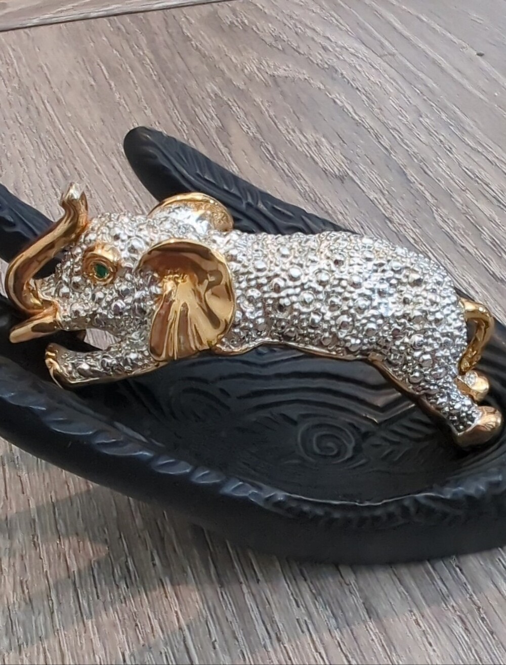 Sparkling Two Toned Good Luck Elephant Chunky Statement Brooch